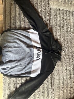 SHEIN Black & Gray Colorblock Zip-Up Windbreaker